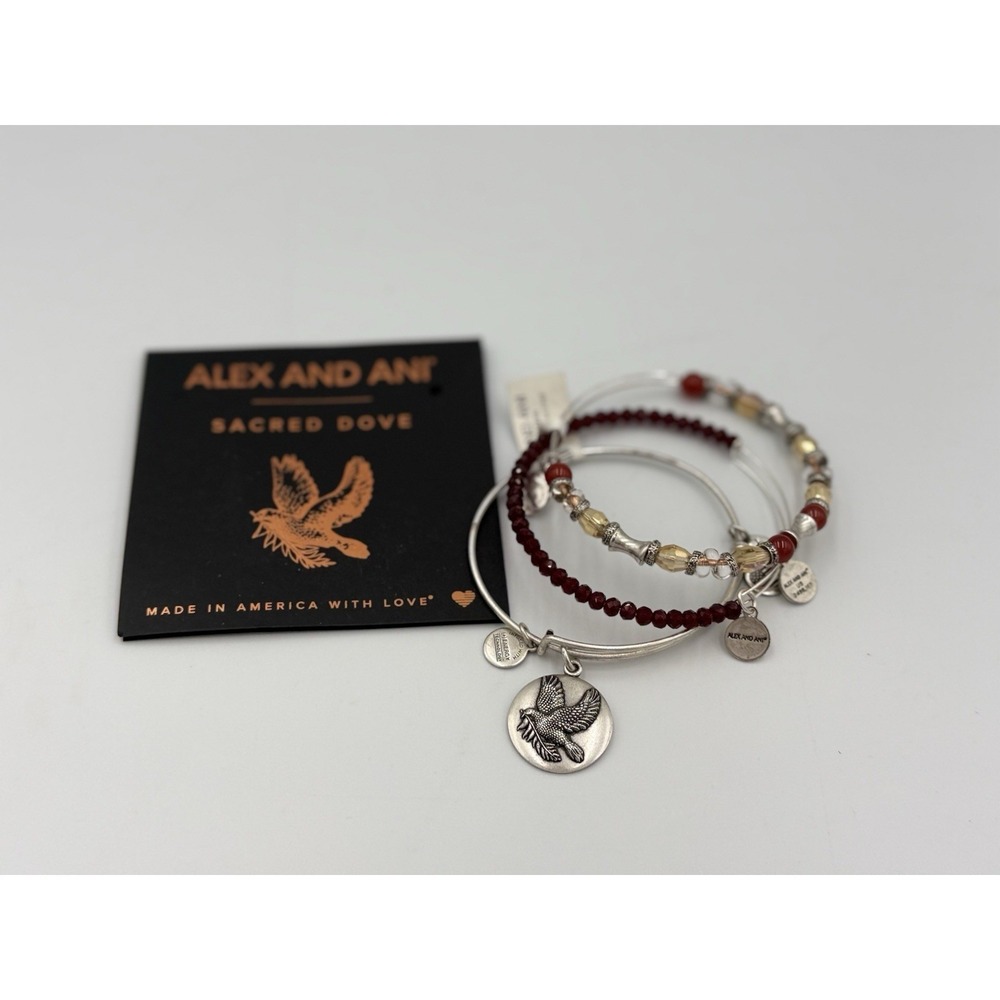 Alex And Ani Sacred Dove Bangle Bracelets Set of 3 Made in USA NWT